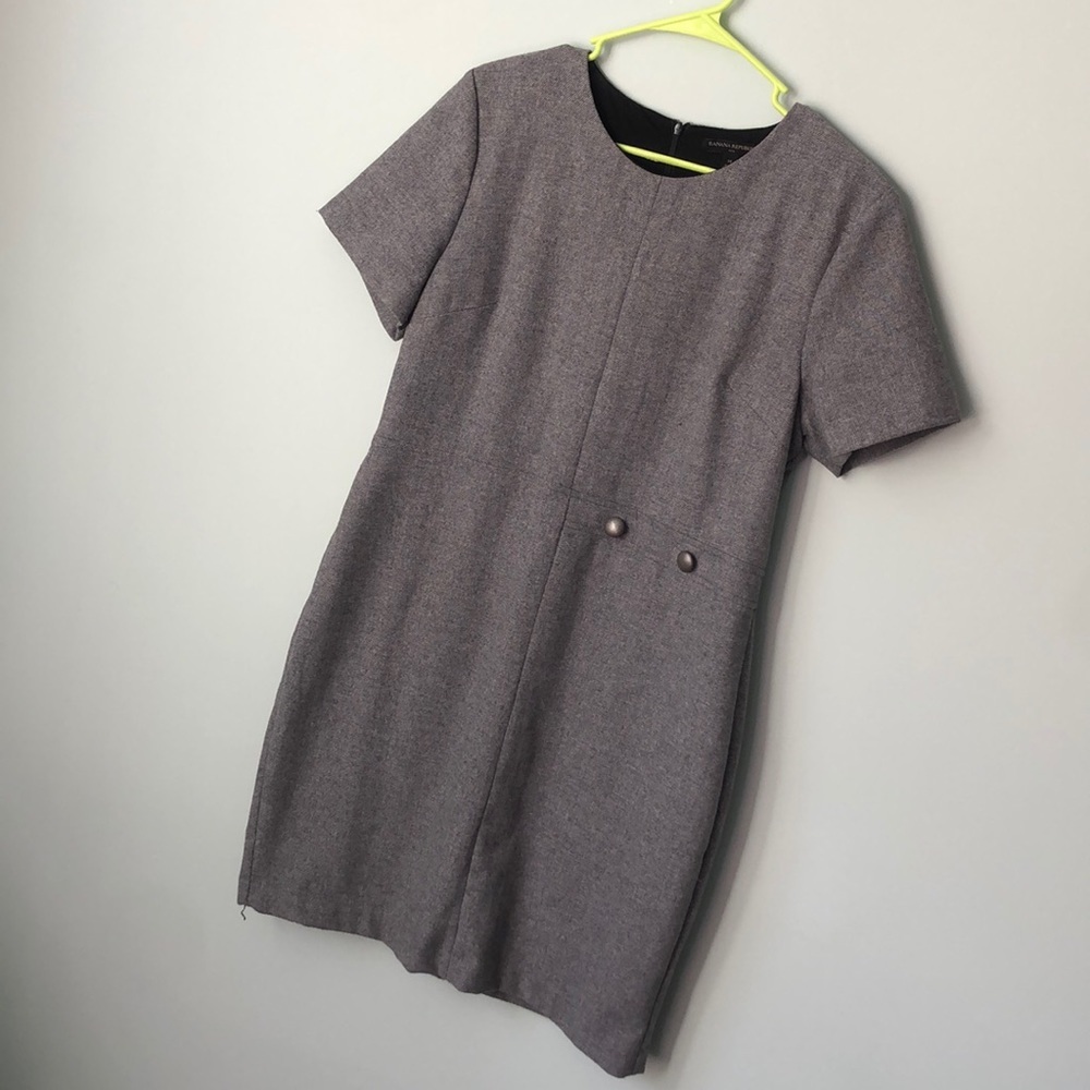Banana Republic Gray Wool Blend Short Sleeve Dress - Picture 1 of 5
